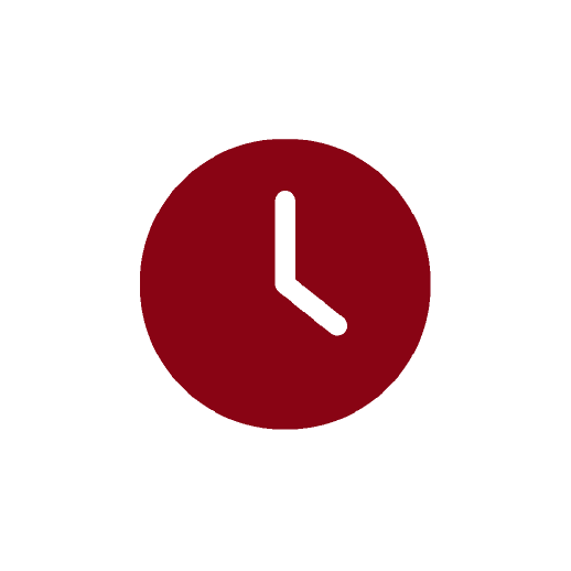 Red icon of a clock.